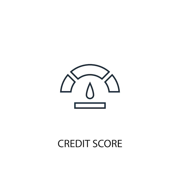 Icono de línea de concepto de puntuación de crédito. Ilustración de elemento simple. Diseño de símbolo de esquema de concepto de puntuación de crédito. Se puede utilizar para UI / UX web y móvil