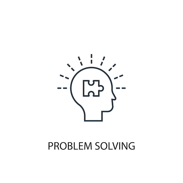 Icono de línea de concepto de resolución de problemas. Ilustración de elemento simple. diseño de símbolo de esquema de concepto de resolución de problemas. Se puede utilizar para UI / UX web y móvil
