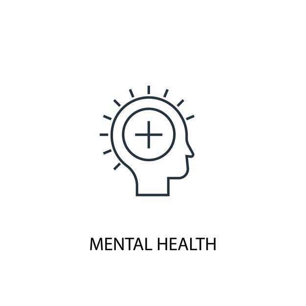 Icono de línea de concepto de salud mental. Ilustración de elemento simple. diseño de símbolo de esquema de concepto de salud mental. Se puede utilizar para UI / UX web y móvil