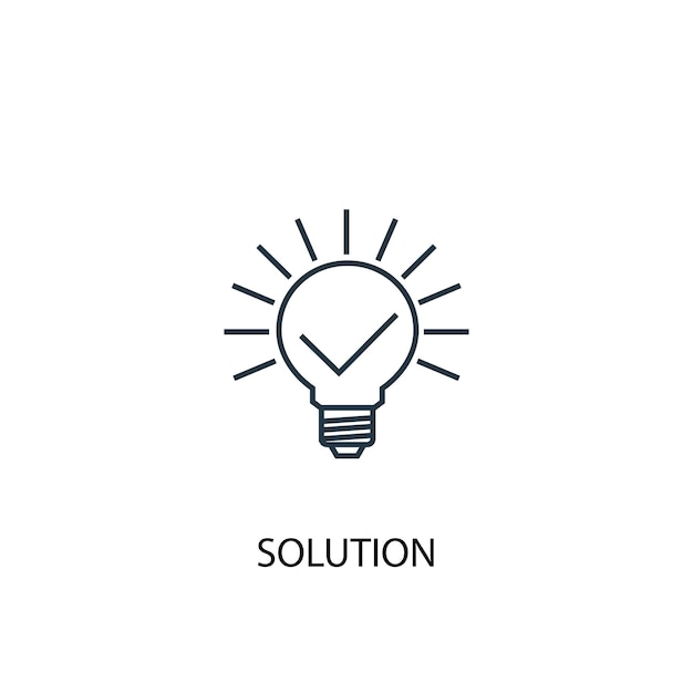 Icono de línea de concepto de solución. Ilustración de elemento simple. Diseño de símbolo de esquema de concepto de solución. Se puede utilizar para UI / UX web y móvil