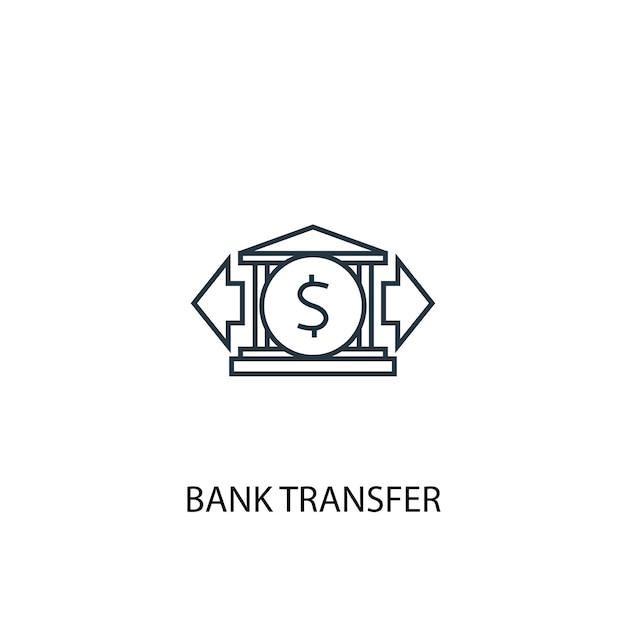 Icono de línea de concepto de transferencia bancaria. Ilustración de elemento simple. diseño de símbolo de esquema de concepto de transferencia bancaria. Se puede utilizar para UI / UX web y móvil