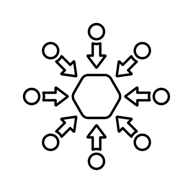 icono de línea de conexión de centralidad vector de contorno