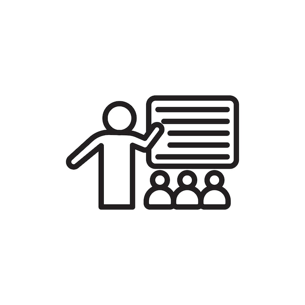 Icono de línea de conferencia aislado en fondo blanco