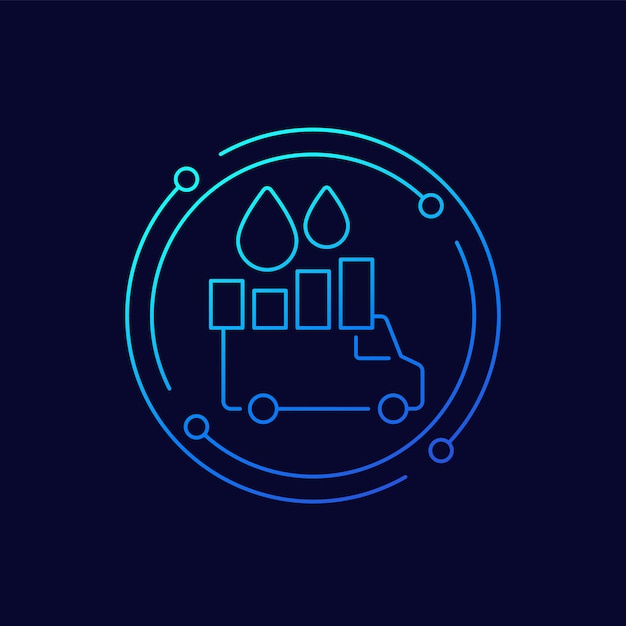 Icono de línea de consumo de combustible con un vector de furgoneta