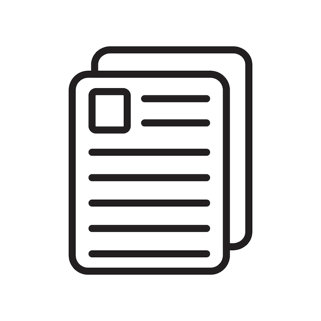 Ícono de línea de contenido aislado en fondo blanco