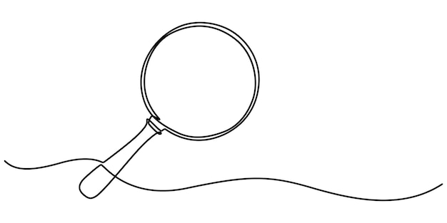 Icono de línea continua de lente de ampliación Dibujo de línea contínua de lente de magnificación Una línea de imán