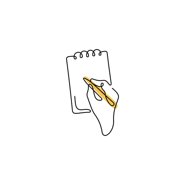 Icono de línea continua de la mano de escritura