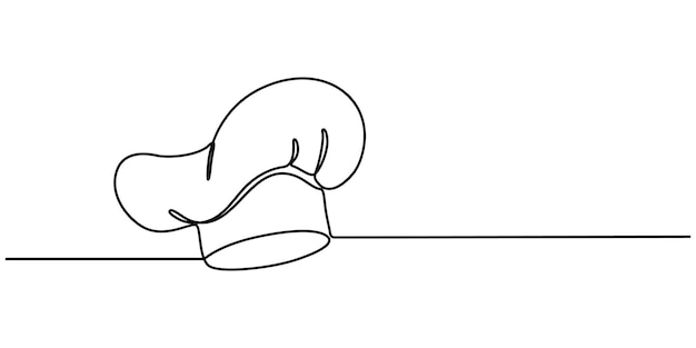Icono de línea continua de sombrero de chef Un dibujo de una sola línea de sombreiro o gorra de chef para vector de restaurante