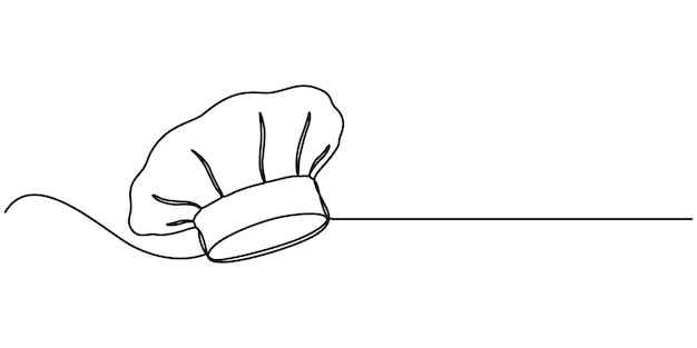 Icono de línea continua de sombrero de chef Un dibujo de una sola línea de sombreiro o gorra de chef para vector de restaurante
