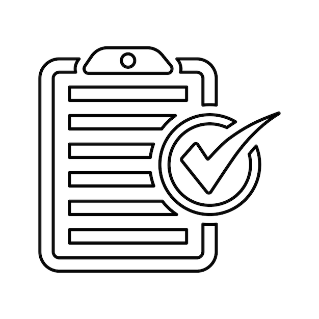 Icono de la línea del contrato de préstamo con marca de comprobación aprobada
