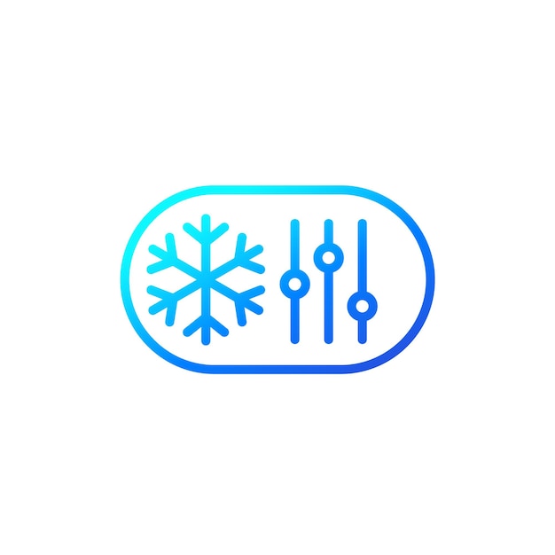 Icono de línea de control de refrigeración en blanco