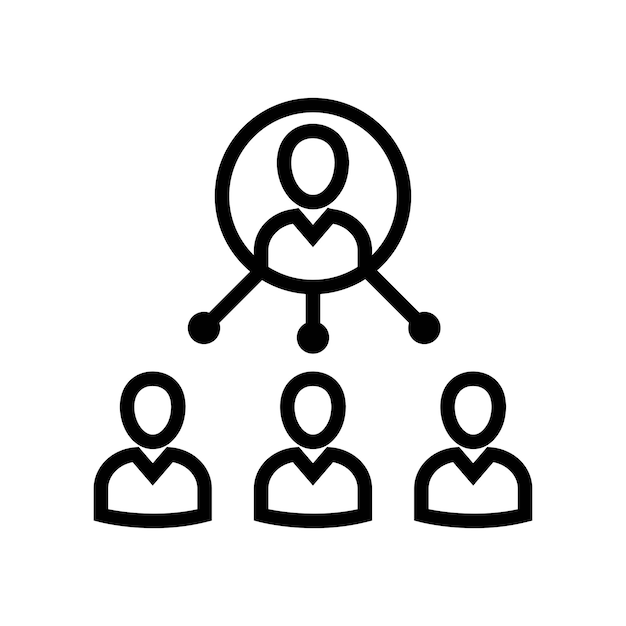 Icono de línea de coordinación con personas