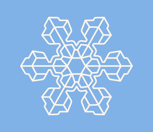 Icono de línea de copo de nieve Símbolo del invierno y el frío Silueta geométrica adornada de corcho de nieve Elemento de diseño decorativo para tarjetas de Navidad Ilustración vectorial de contorno