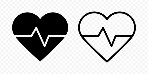El icono de la línea del corazón aislado por el vector se establece en contorno y relleno en negro