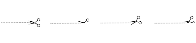 Vector icono de línea cortada con tijera cortada aquí tijera de guía y guión marca de cupón eps 10