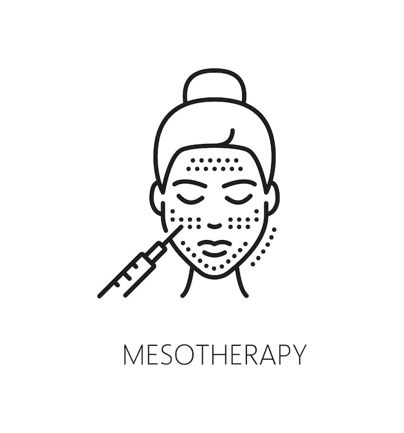 El icono de la línea de cosmética de mesoterapia de la piel para el cuidado facial