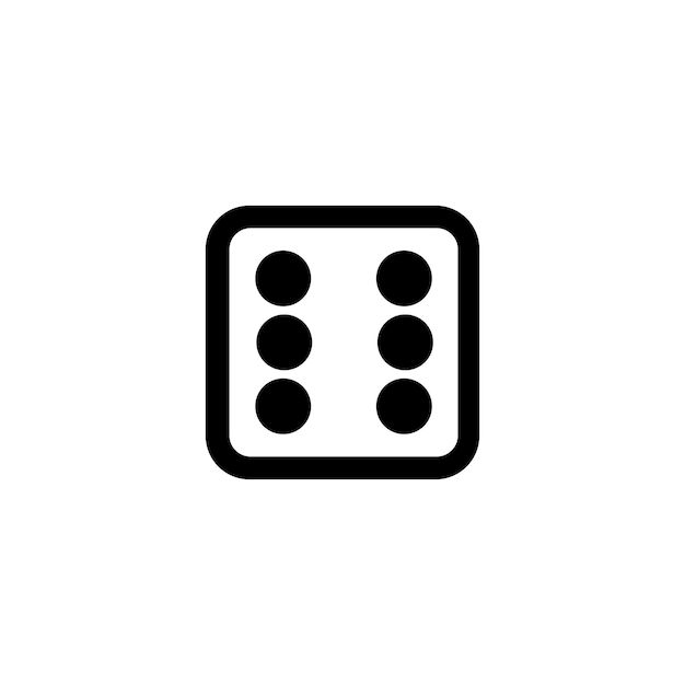 Icono de línea de dados esquema de juego vector logo pictograma lineal aislado en ilustración perfecta de píxel blanco