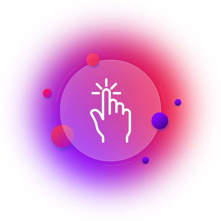 Vector icono de línea de dedo índice dedo índice mano cursor clic de ratón desplazamiento concepto de gestos estilo de morfismo de cristal icono de línea vectorial para negocios y publicidad