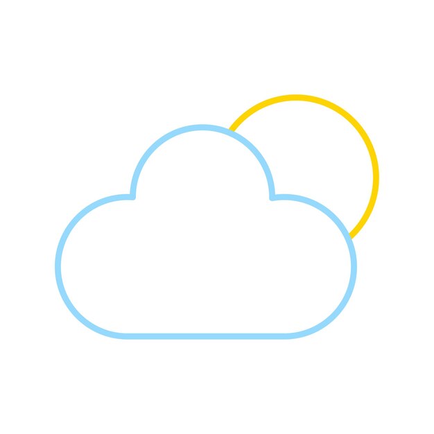 Icono de línea delgada de clima verano sol nube Vector ilustración stock imagen