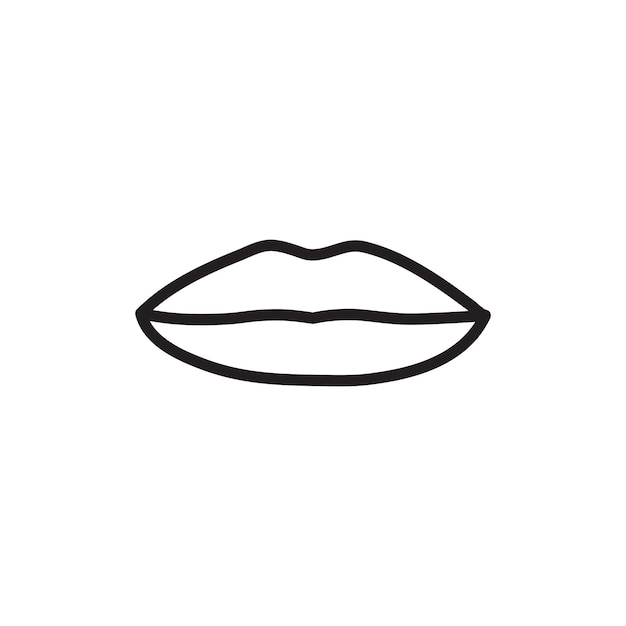 El icono de la línea delgada de los labios aislado en fondo blanco