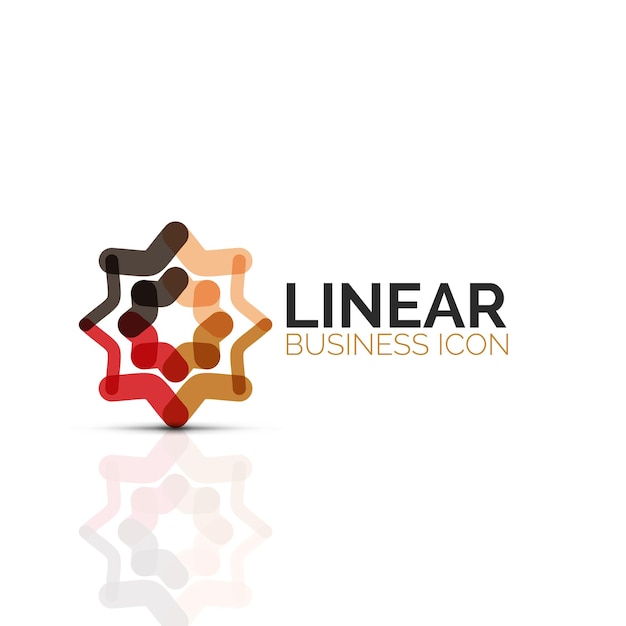 Icono de línea delgada lineal de flor abstracta o estrella símbolo de forma geométrica de negocios minimalistas creado con segmentos de línea Ilustración vectorial