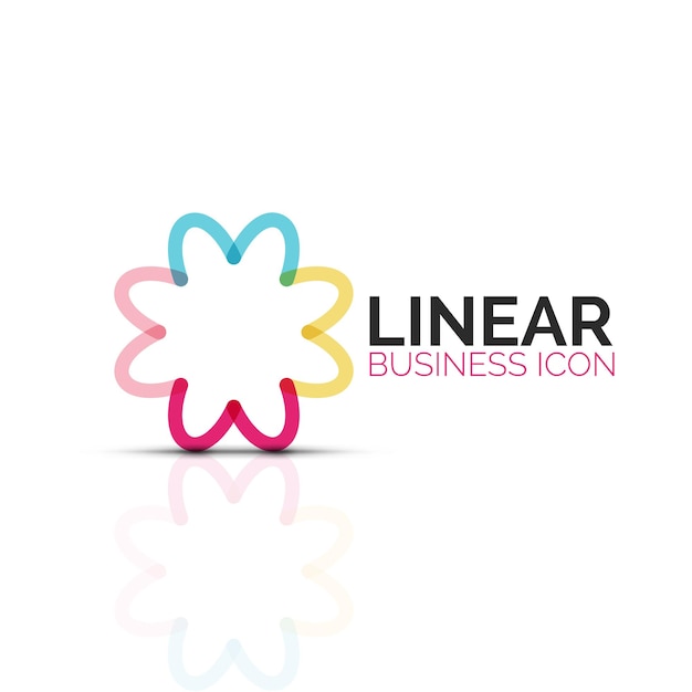 Icono de línea delgada lineal de flor abstracta o estrella símbolo de forma geométrica de negocios minimalistas creado con segmentos de línea Ilustración vectorial