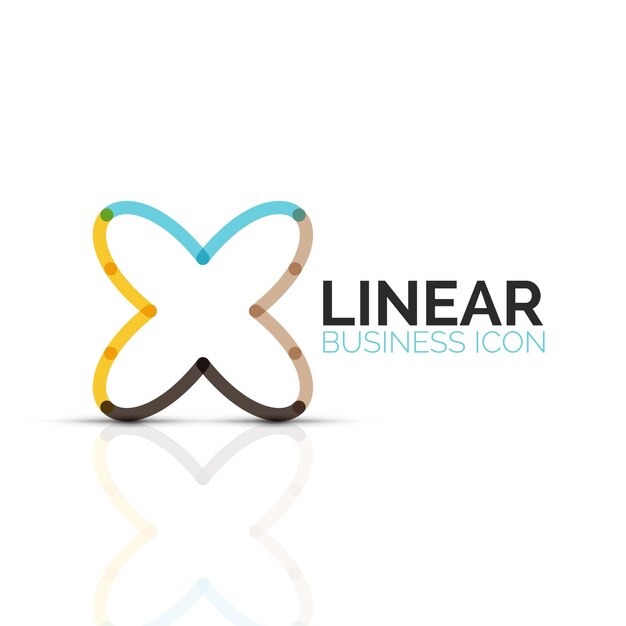Icono de línea delgada lineal de flor abstracta o estrella símbolo de forma geométrica de negocios minimalistas creado con segmentos de línea Ilustración vectorial