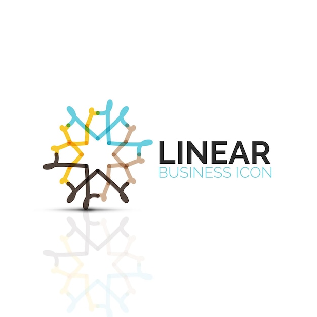 Icono de línea delgada lineal de flor abstracta o estrella símbolo de forma geométrica de negocios minimalistas creado con segmentos de línea Ilustración vectorial