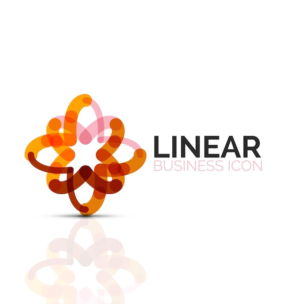 Icono de línea delgada lineal de flor abstracta o estrella símbolo de forma geométrica de negocios minimalistas creado con segmentos de línea Ilustración vectorial