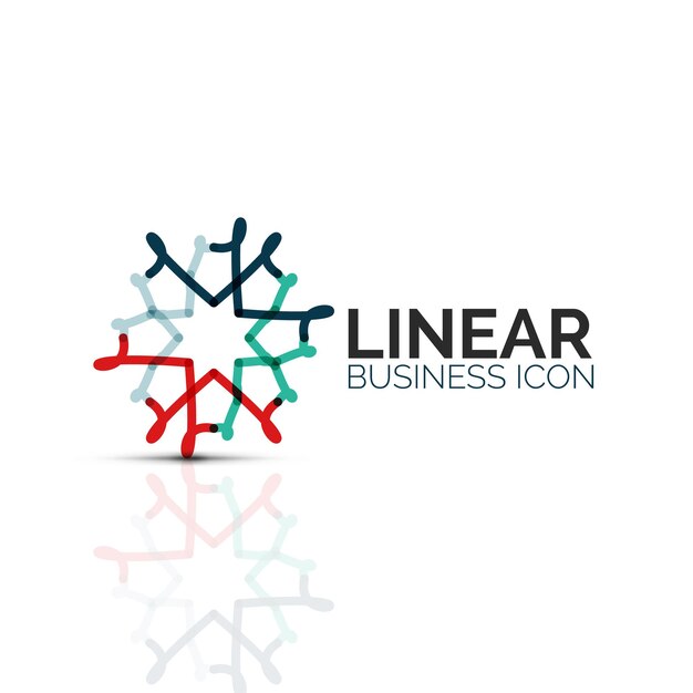 Icono de línea delgada lineal de flor abstracta o estrella símbolo de forma geométrica de negocios minimalistas creado con segmentos de línea Ilustración vectorial