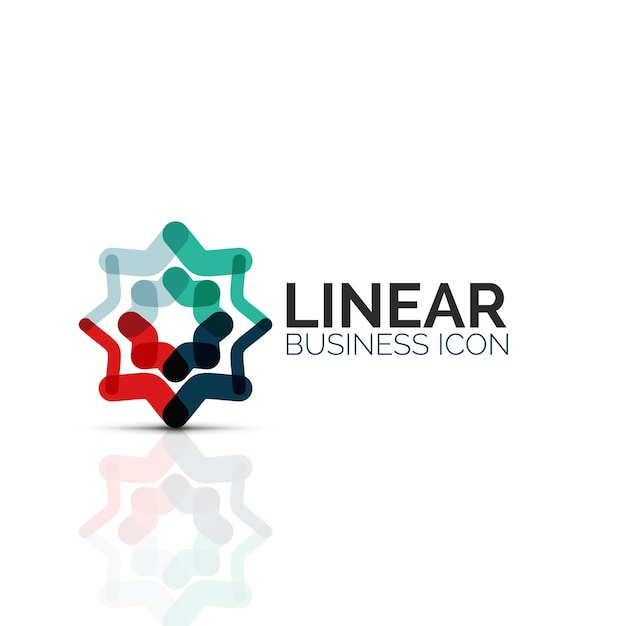 Icono de línea delgada lineal de flor abstracta o estrella símbolo de forma geométrica de negocios minimalistas creado con segmentos de línea Ilustración vectorial
