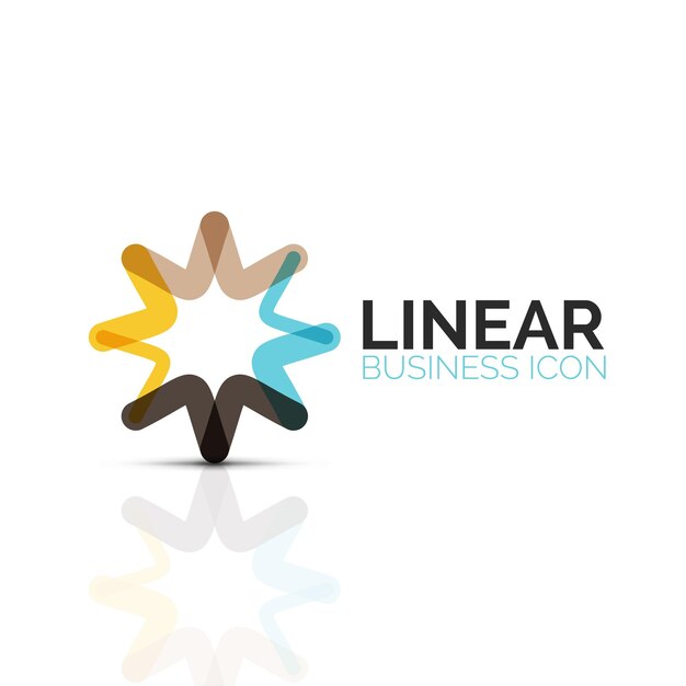 Icono de línea delgada lineal de flor abstracta o estrella símbolo de forma geométrica de negocios minimalistas creado con segmentos de línea Ilustración vectorial