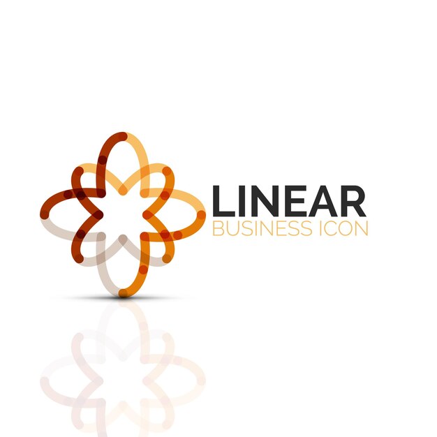 Icono de línea delgada lineal de flor abstracta o estrella símbolo de forma geométrica de negocios minimalistas creado con segmentos de línea Ilustración vectorial
