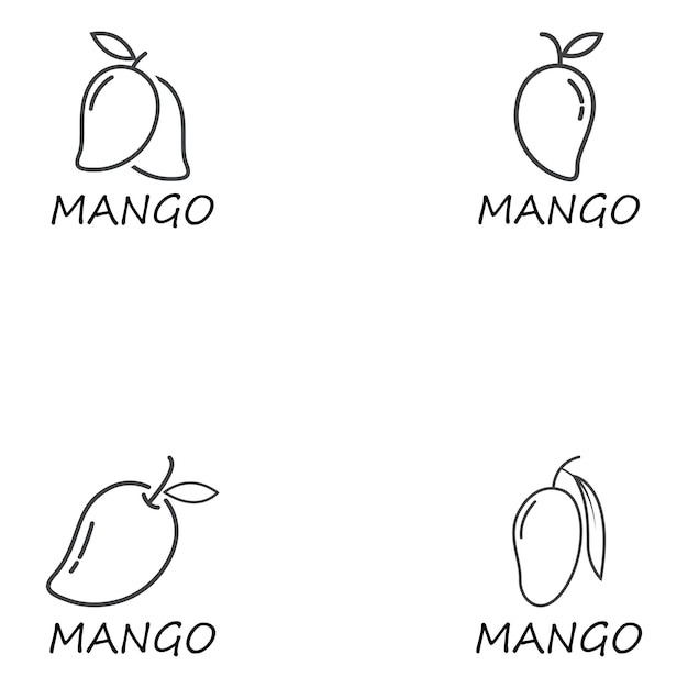 icono de línea delgada de mango vector de frutas tropicales y alimenticias
