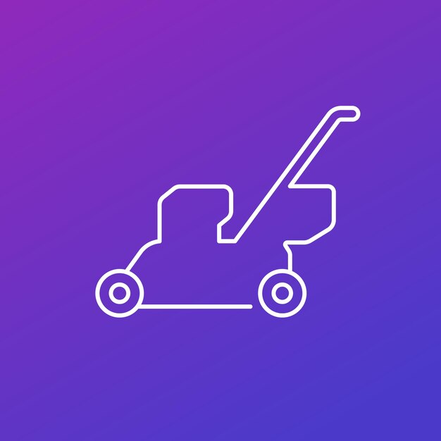 Icono de línea delgada de vector de cortadora de césped