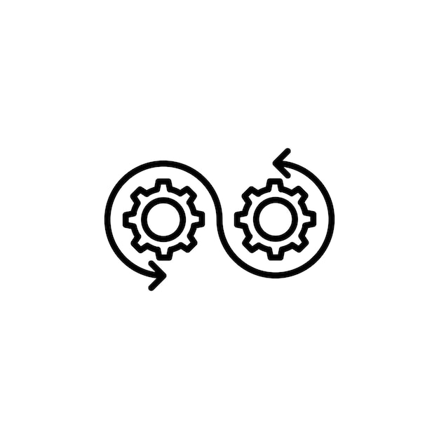 Icono de línea DEVOPS aislado en fondo blanco