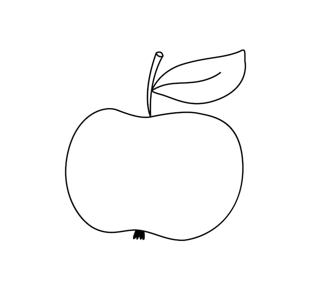 Icono de línea dibujada a mano de manzana contorno de frutas signo vectorial de estilo lineal pictograma aislado en blanco Símbolo