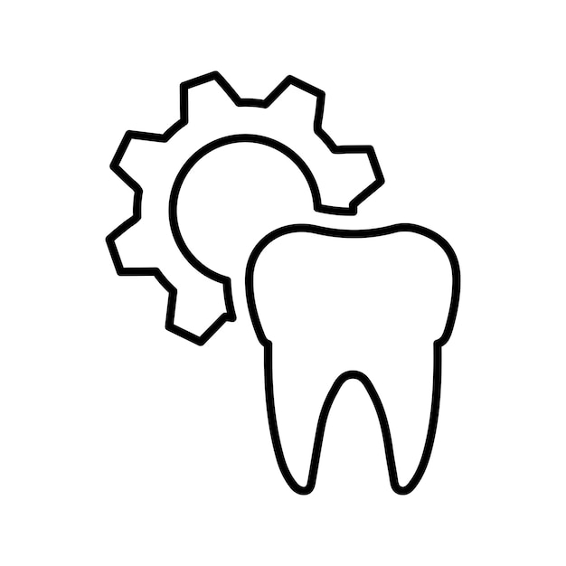 El icono de la línea de los dientes de ajuste Dental Vector de contorno