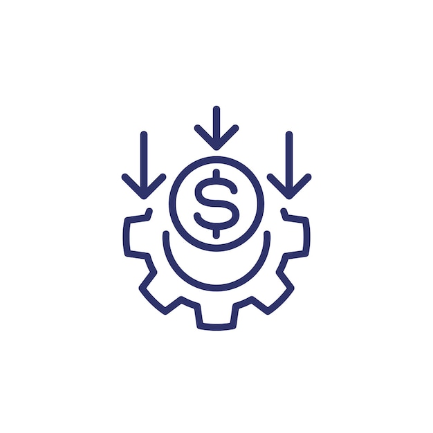 icono de la línea de dinero de reducción de costos