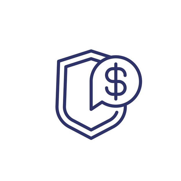 icono de línea de dinero de seguro en blanco