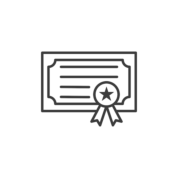 Ícono de línea de diploma aislado en fondo blanco