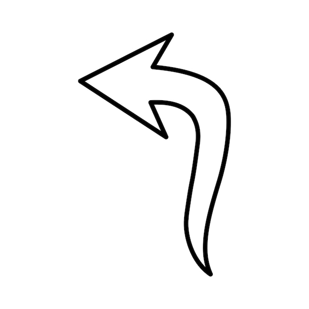 Ícono de línea de dirección de la curva de flecha Vector de contorno