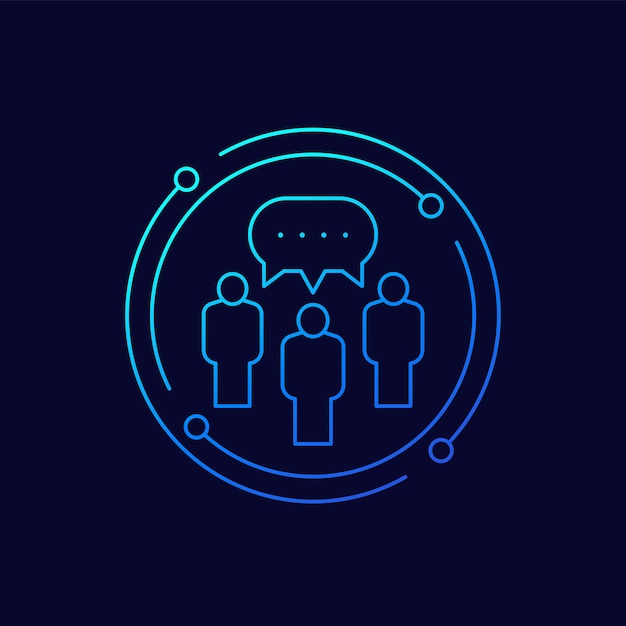 Icono de línea de disputa con personas