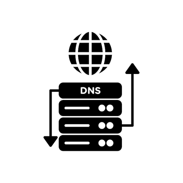 icono de línea DNS aislado en fondo blanco