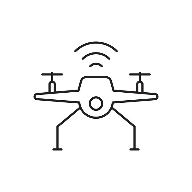 Ícono de línea de dron Incluido los iconos como señal de mapa de radar del control remoto de dron y más línea