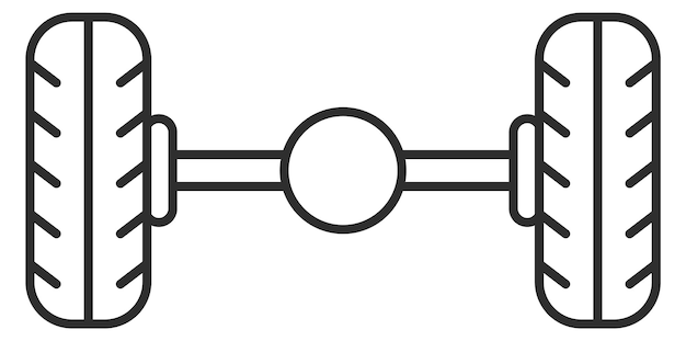 Icono de la línea del eje de la rueda Parte del diferencial del automóvil