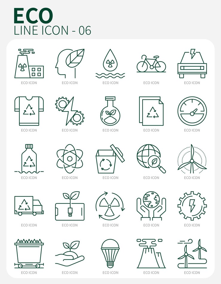 icono de línea de entorno ecológico verde
