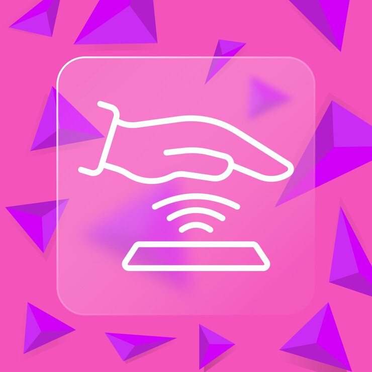 Vector icono de línea de escáner de mano información biométrica de contraseña de datos de seguridad dispositivo de gadget computadora estilo glassmorphism icono de línea vectorial para negocios y publicidad
