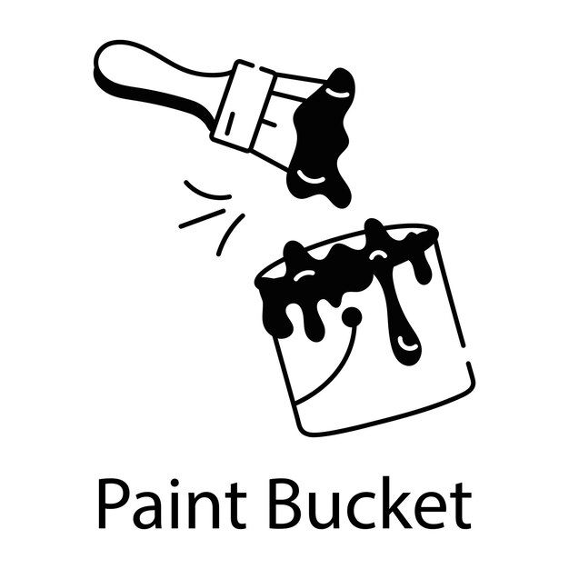 Icono de línea de estilo moderno de un cubo de pintura