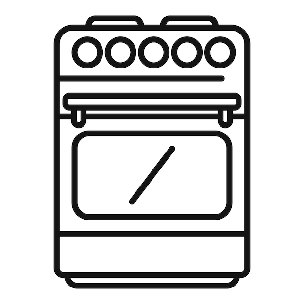 El icono de la línea de una estufa de gas de cocina